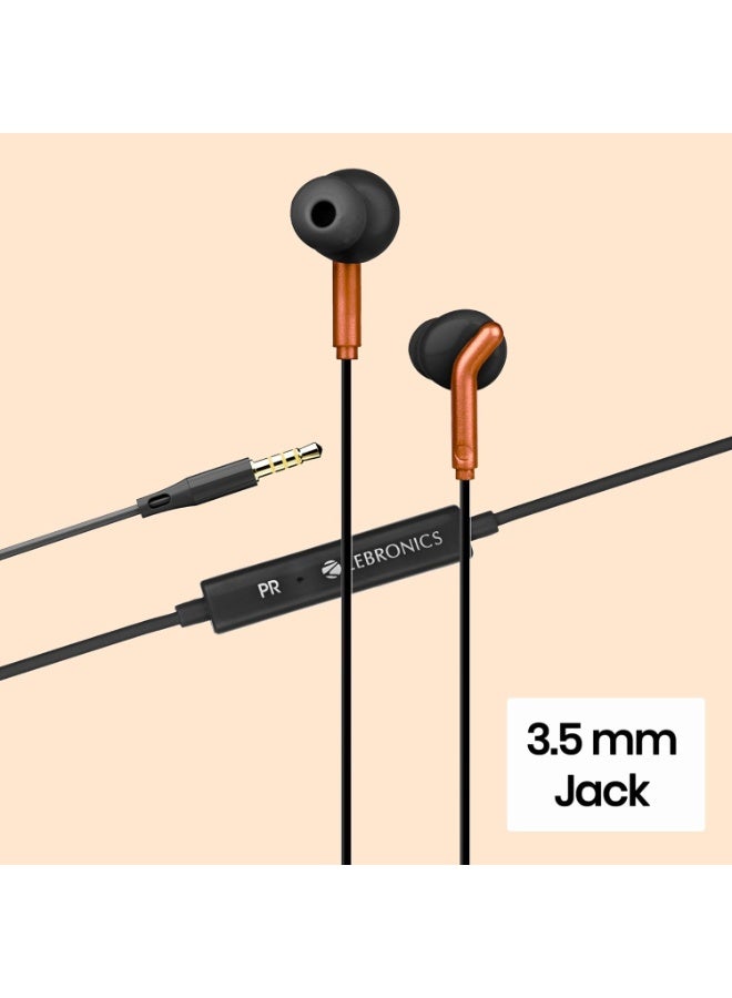 ZEBRONICS Bro 3.5Mm Wired in Ear Earphones, in-Line Mic, Deep Bass, 1.2M Strong and Long Lasting Cable, Light Weight, Compatible with Mobile | Tablet | Laptop (Orange) (‎Zeb-Bro) - Image 3